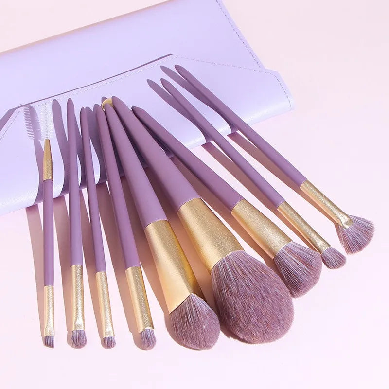 9Pcs Purple Makeup Brushes Set Super Soft Eyeshadow Eyebrow Brush Cosmetics Foundation Blush Contour Makeup Brushes Beauty Tools