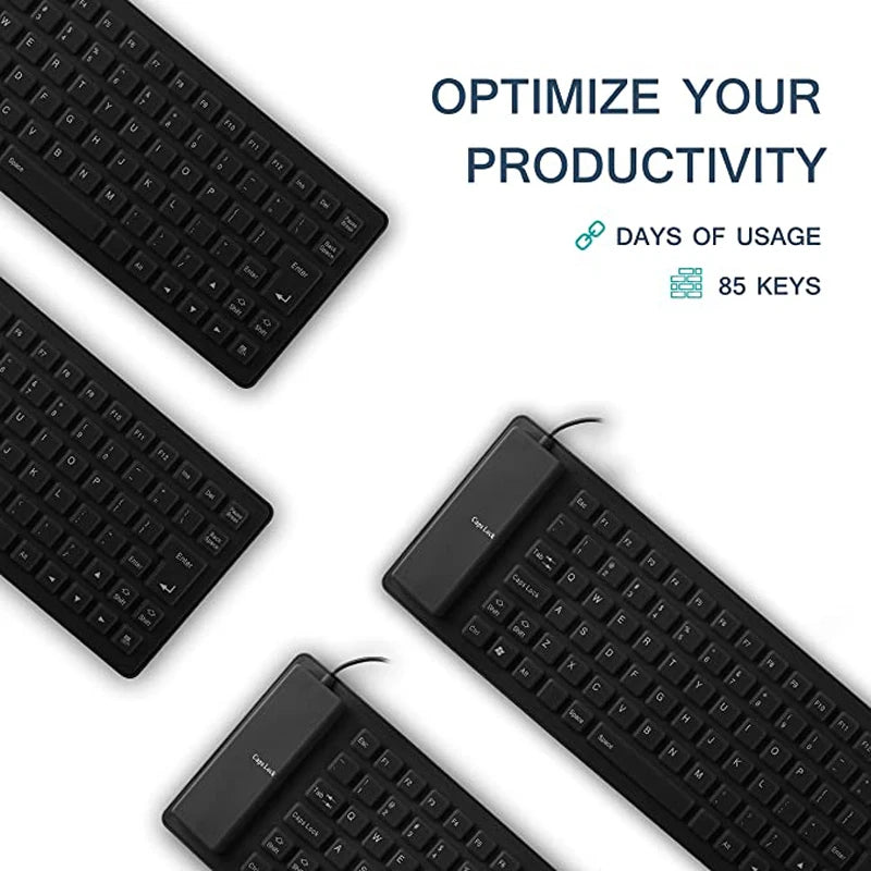 Silicone Mute Soft Keyboard 85-key Computer Keyboard USB Wired Keyboard Portable Mini Laptop Pc Folding Waterproof Keyboard