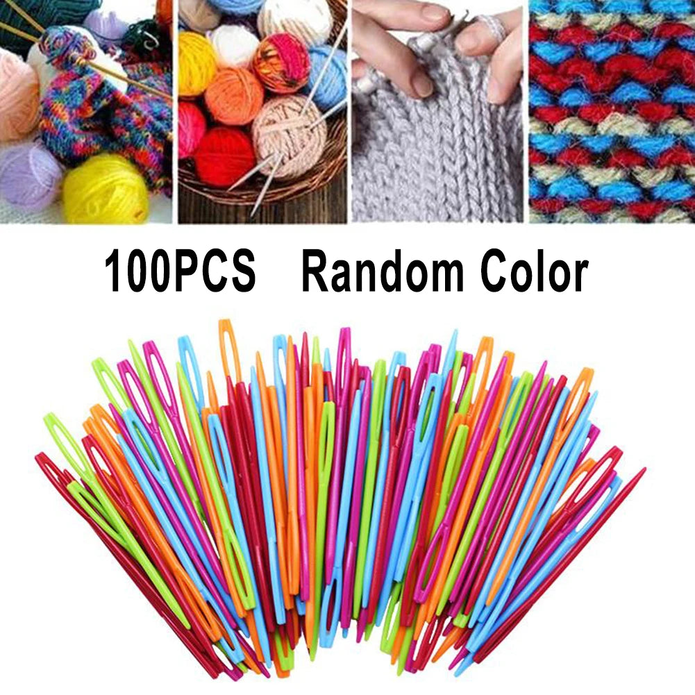 100pcs 5.5/7/9/15cm Plastic Knitting Sewing Needles For Crafts Sweater Clothing Shoes DIY Kniting Needles Cusp Crochet Hooks