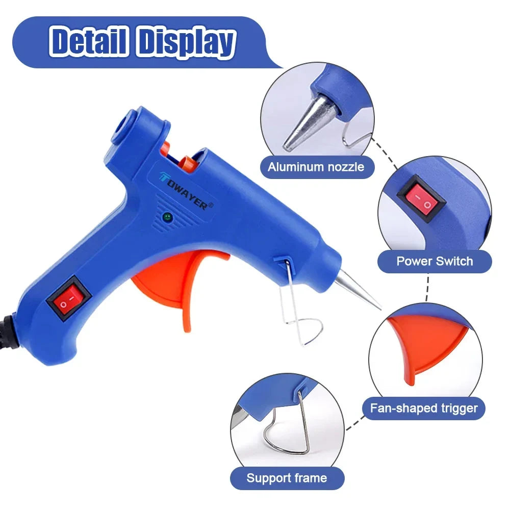 Hot Melt Glue Gun with 7mm*100m Glue Sticks 20W Electric Mini Household Heat Temperature Thermo Tool Industrial Repair Tools Gun