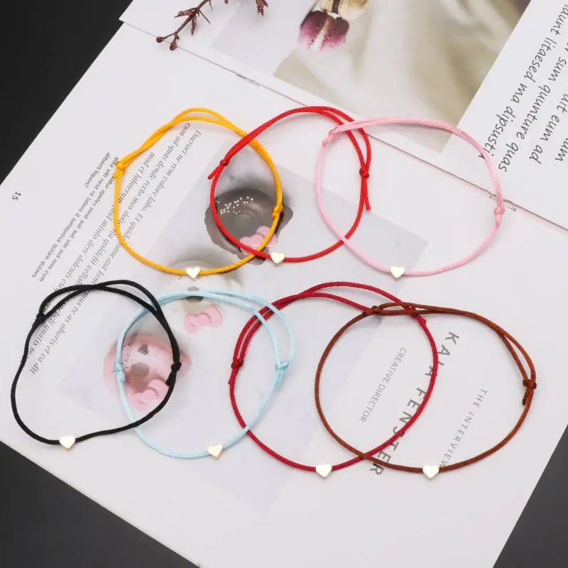 Lucky Red String Bracelet Heart Charm Bracelet Adjustable Kabbalah Bracelet Friendship Jewelry Decor Gift for Women Men