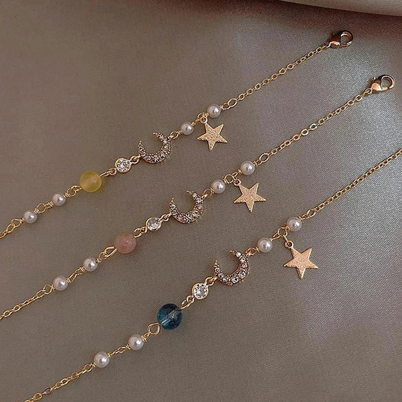 Korean Crystal Flower Butterfly Cubic Zirconia Pendant Bracelet Women Round Adjustable Shiny Rhinestone Bangle Jewelry