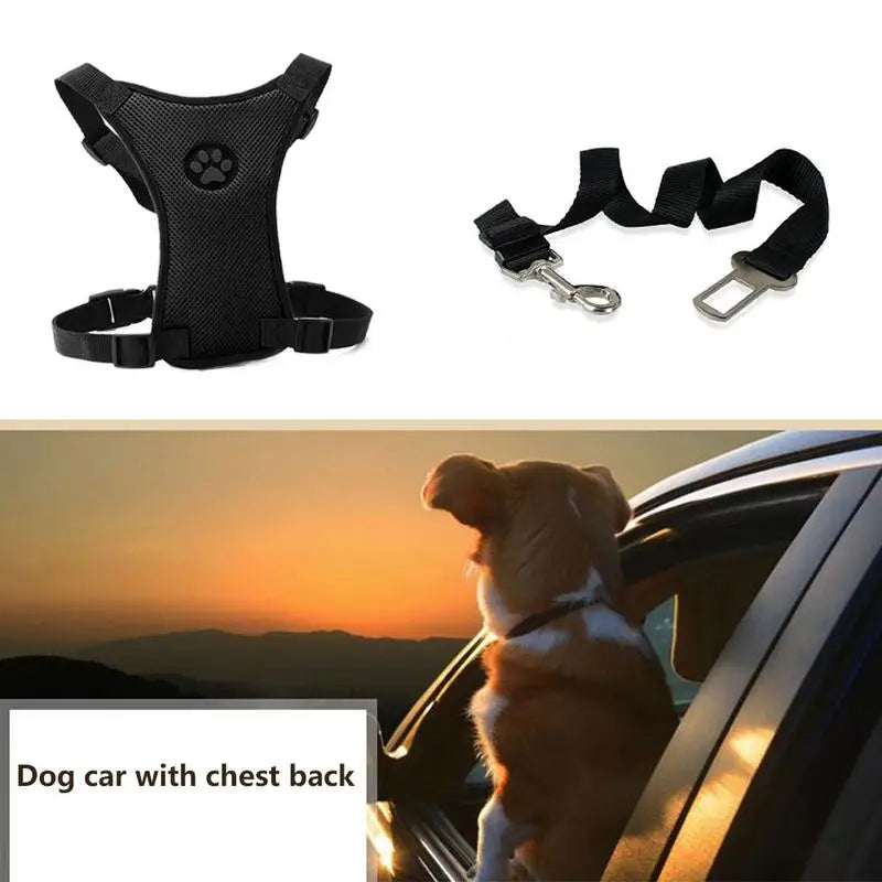 NEW Breathable Mesh Dog Harness With Adjustable Straps Pet Harness With Car Automotive Seat Safety Belt Dog Chest Straps