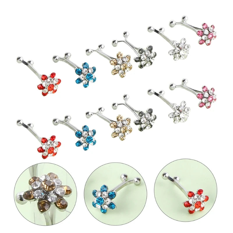 12Pcs/Set Multicolor Rhinestone Muslim Hijab Scarf U Clips Islamic Headscarf Shawl Ethnic Abaya Safey Brooch Pins