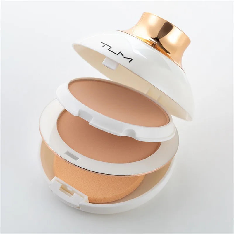 TLM Brightening Powder Cake Sweat-proof Oil-controlled Lasting Makeup Concealer White Pearlescent Powder Cake Cosmetics Makeup