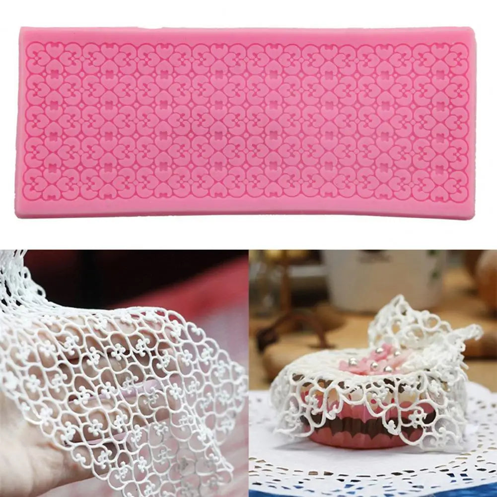 Durable Cake Trim Mold Food Grade Anti-deformed Fondant Mould Mat Heart Shape Lace Cake Trim Mold Baking Mould