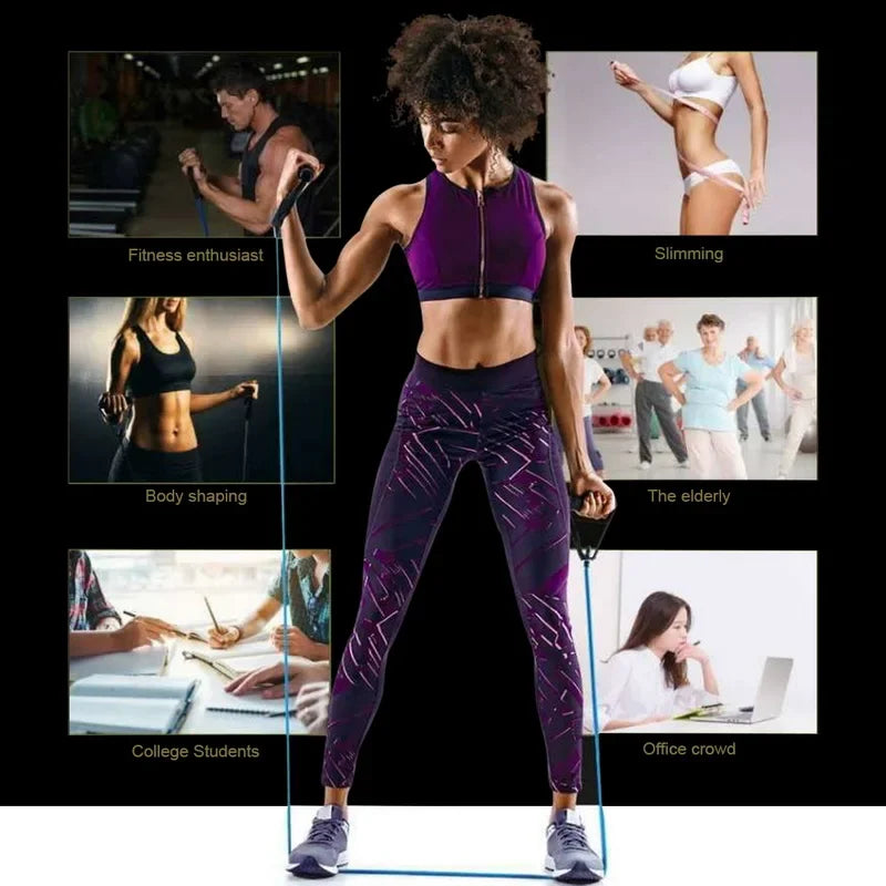 5 Levels Elastic Band Yoga Pull Rope Elastic Gym Fitness Exercise Tube Band With Handles For Home Workouts Strength Training
