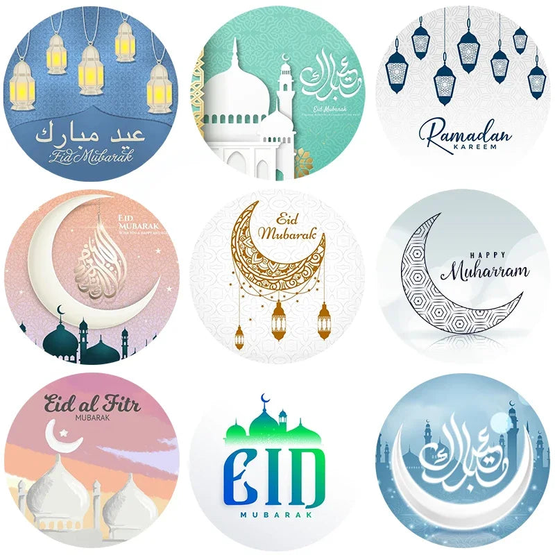 Eid Mubarak Stickers Box Lable Gift Cake Sticker Decoration Ramadan Mubarak Kareem Party Eid al-fitr Islam Muslim Festival Decor