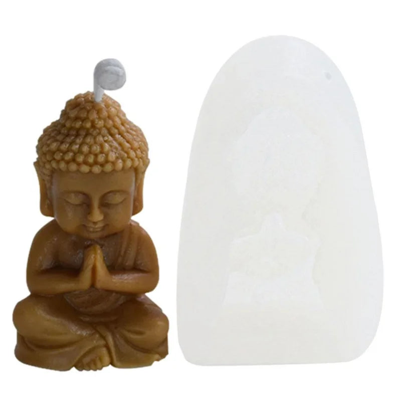 DIY Buddha Candle Silicone Mold 3D Buddha Gypsum Soap Cement Resin Mold Festival Gift Making Church Candle Production Supplies