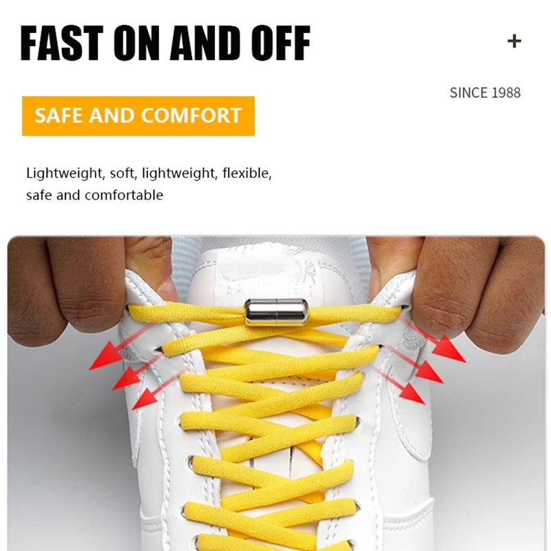 New Style Multi Color Elastic No Tie Shoelaces Semicircle Shoe Laces For Kids and Adult Sneakers Quick Lazy Shoelace