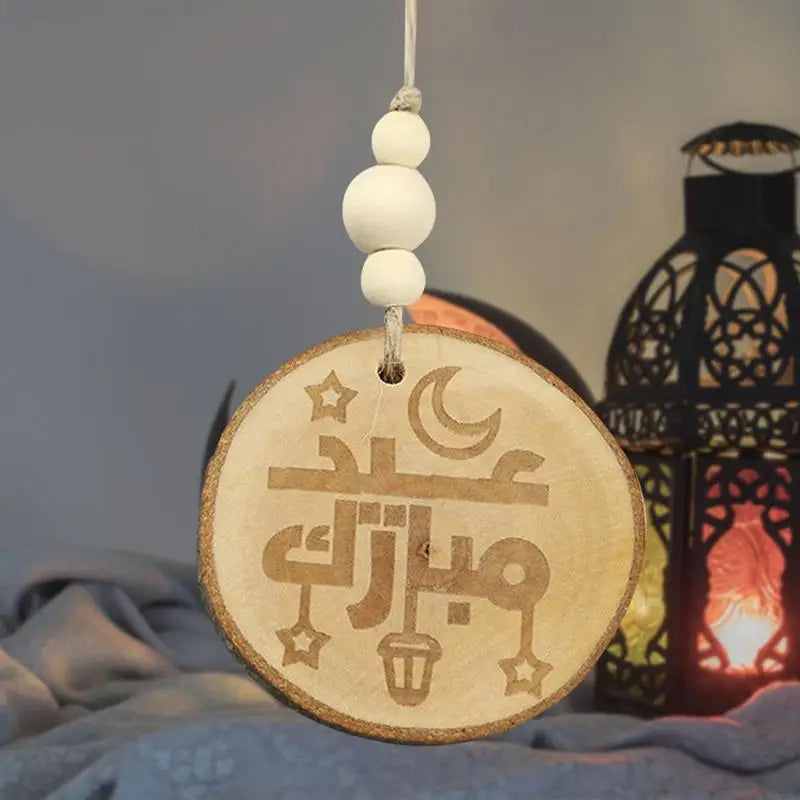 EID Mubaraks Wooden Ornaments Hollow Star Moon Hang Pendants Ramadans Decoration For Home Islamic Muslims Party Eid Decor