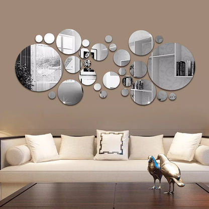 24Pcs/set Circles Wall Stickers Mirror Style Removable Decal Vinyl Art Mural Wall Sticker Home Adesivo De Parede Home Decoration