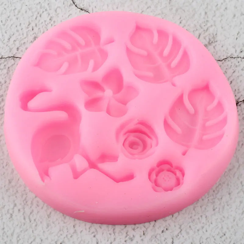 Turtle Leaf Silicone Mold Flamingo Leaves Cupcake Topper Fondant Cake Decorating Tools Candy Clay Chocolate Gumpaste Mould