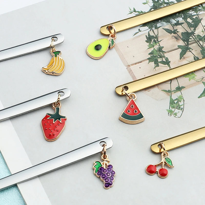 Creative Fruit Pendant Coffee Spoons Afternoon Teaspoon Mixing Stirring Spoon Dessert Spoon Table Decor Party Gift Kitchen Tool