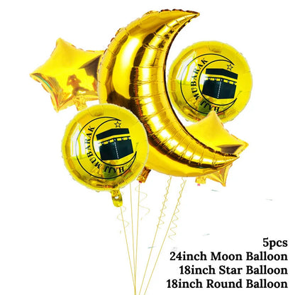 EID MUBARAK cup&plate Ramadan kareem With eid ramadan banner Home decoration Islam element balloon kit moon&star mosque