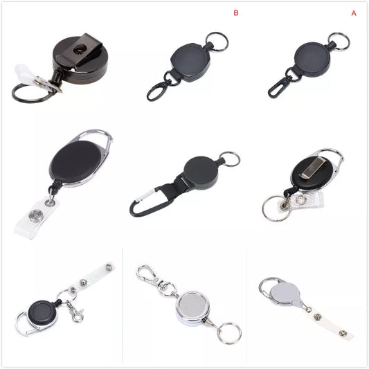 15Styles Key Ring Clip Retractable Pull Key Ring Chain Reel Extendable Belt Reel ID Lanyard Name Tag Card Badge Holder