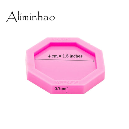 DY0294 Shiny 1.5 Inch Square Hexagon Silicone Mold for Phone Socket Badge Reels DIY Diamond  Epoxy Silicon Resin Crafting Molds
