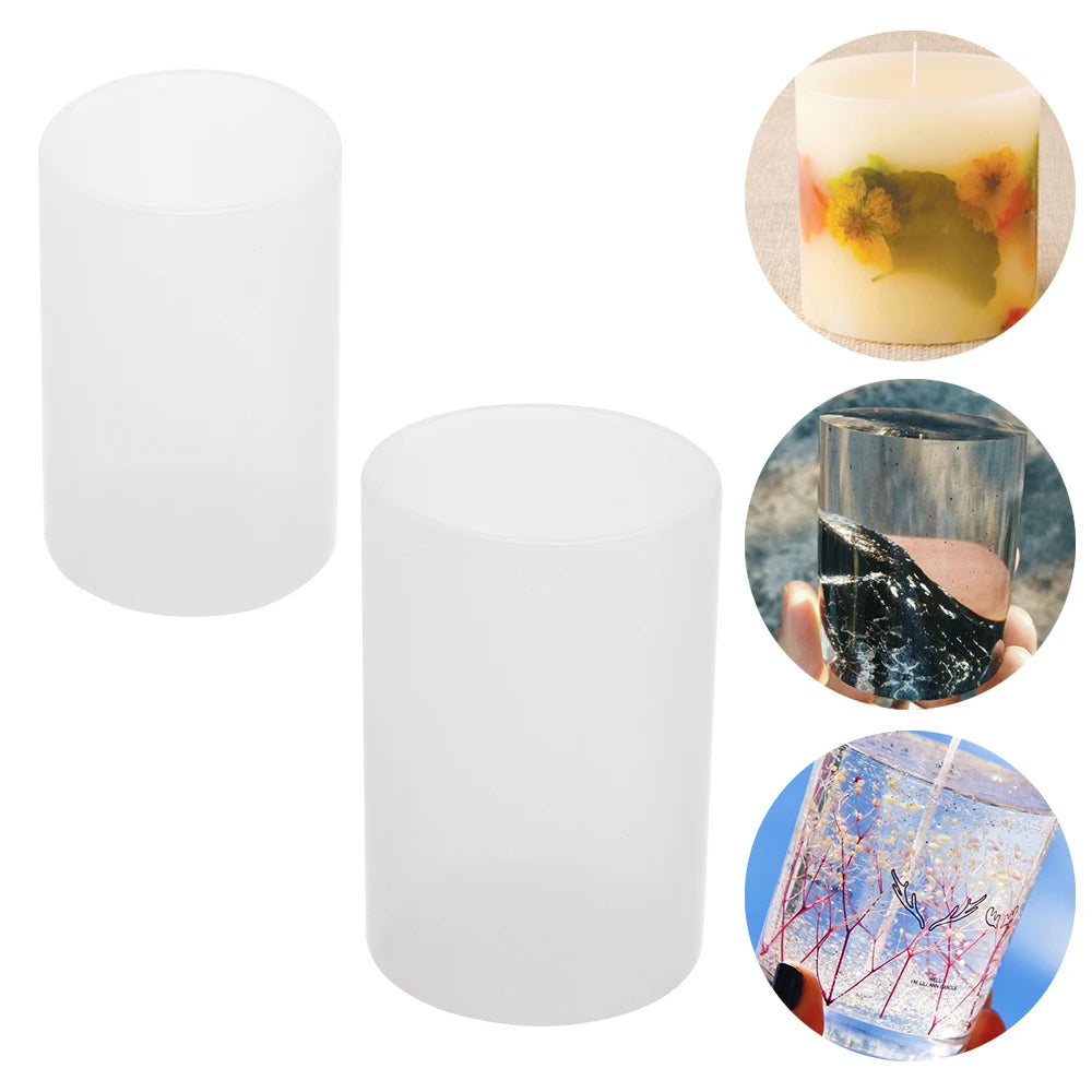 Cylinder White Transparent Silicone Mold Resin Candle Mould Crystal Glue Casting Mould Home Jewelry Making Succulents Clay Molds