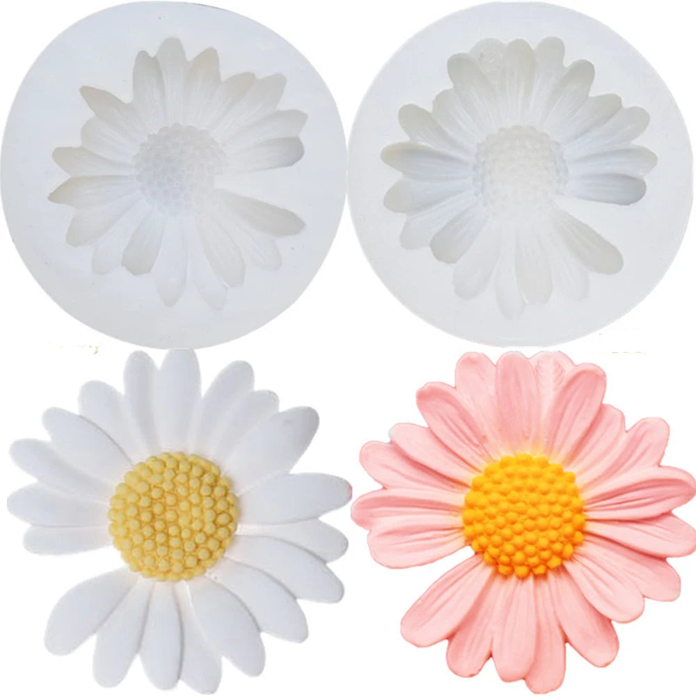Daisy Chamomile Flower Silicone Mold Car Aromatherapy Epoxy Handmade Soap Candle Mold DIY Decoration Candy Icing Mold M2768