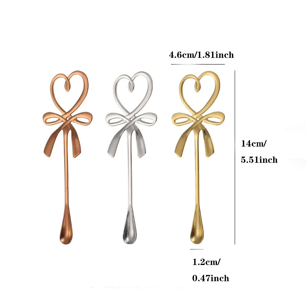 New Tea Coffee Mixing Spoon Mini Heart LOVE Spoon Long Handle Flatware Coffee Drinking Tools Kitchen Gadget Valentine's Day Gift