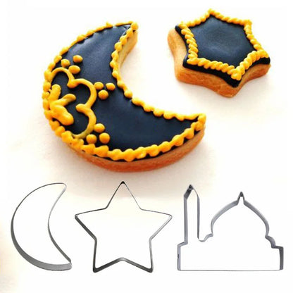 CYUAN EID MUBARAK Moon Star Biscuit Mold Cookie Cutters Set DIY Cake Baking Tools Ramadan Mubarak Ramadan Kareem Party Decor