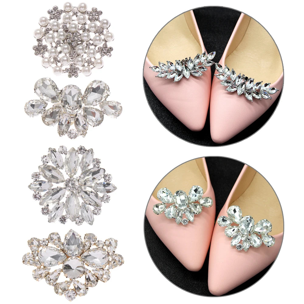 1Pcs Shiny Decorative Clips for DIY Shoes Ladies Wedding Shoes High Heel Charm Buckle Women Bride Shoe Decoration Rhinestone