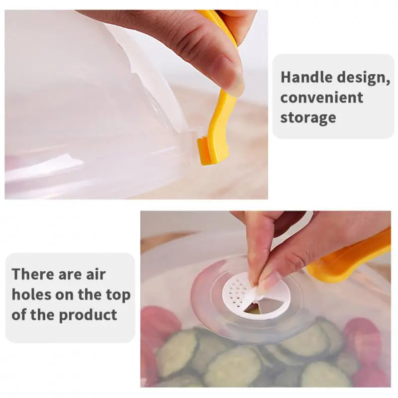 Microwave Oven Food Cover Heat Resistant Transparent Anti Sputtering Kitchen Cookware Parts Handle Reusable Airtight Food Covers