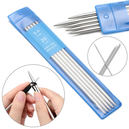 5Pcs/Set Stainless Steel Straight Knitting Needles DIY Sweater Weave Metal Crochet Hooks Diameter 2-5MM Sewing Craft Tools