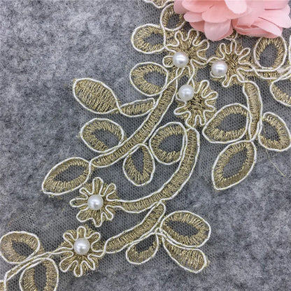 Fine Lace Fabric Trim Sew On Dress Clothing Applique Motif Blouse Sewing emboridery DIY Neckline Collar Costume Decoration