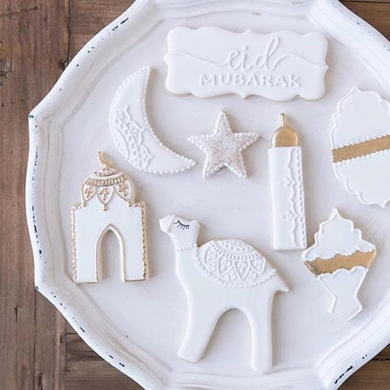 CYUAN EID MUBARAK Moon Star Biscuit Mold Cookie Cutters Set DIY Cake Baking Tools Ramadan Mubarak Ramadan Kareem Party Decor