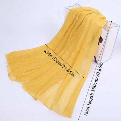 180*50cm Candy Colored Women Scarf Cotton Linen Long Scarf Solid Color Soft Scarves Shawls For Lady Muslim Hijab Muffler Scarf