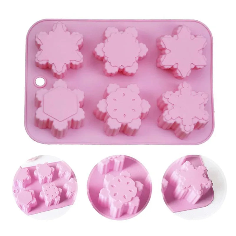 Christmas Snowflake Candle Silicone Mold Handmade Soap Aromatherapy Gypsum Resin Ice Mould Candle Making Kit Home Decor Gifts