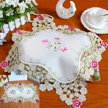 HOT rose flower embroidery table place mat cloth pad cup Christmas coaster placemat coffee tea doily New year wedding kitchen