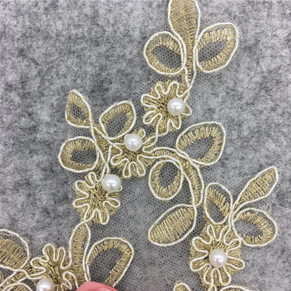 Fine Lace Fabric Trim Sew On Dress Clothing Applique Motif Blouse Sewing emboridery DIY Neckline Collar Costume Decoration