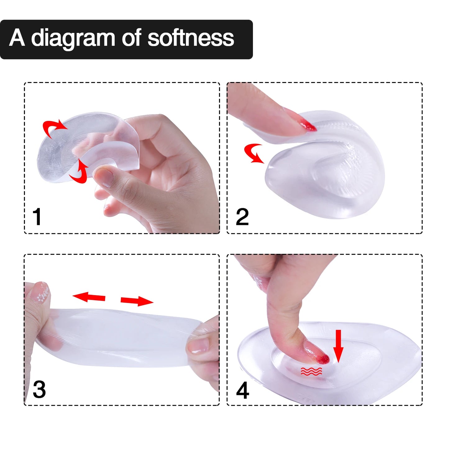 2pcs Sumifun Forefoot Shoe Pad Silicone Gel Non Slip Inserts Insoles  Arch Support Pads High Heel Elastic Cushion Orthotic C1424