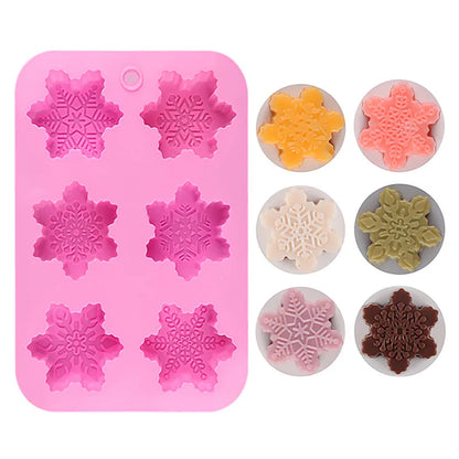 Christmas Snowflake Candle Silicone Mold Handmade Soap Aromatherapy Gypsum Resin Ice Mould Candle Making Kit Home Decor Gifts