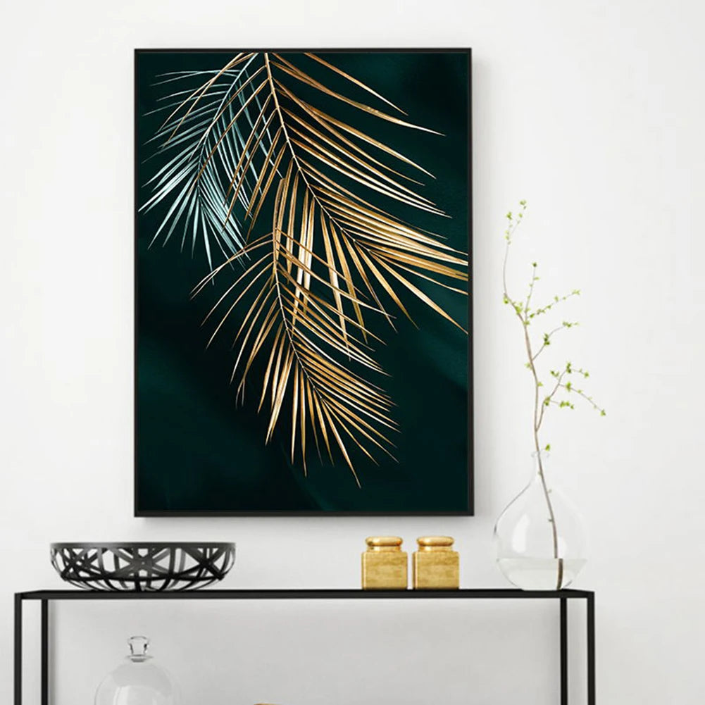 Gold Plant Leaf 5D Diamond Painting kits Diamond Embroidery Canvas Poster Cross Stitch Kit Mosaic Picture Home Decoration Art