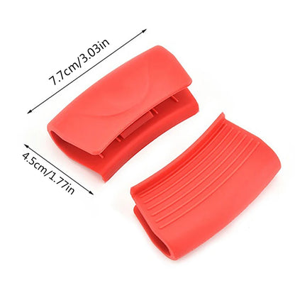 2Pcs Grip Silicone Pot Holder Sleeve Pot Glove Pan Handle Cover Grip Kitchen Tools Microwave Anti Scalding Pot Bowl Holder Clip