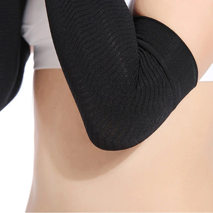 Elastic Compression Arm Warmers Female Men Slimming Calories Arm Sleeves Support Elbow Sock Massager Arm Wraps Solid Two Colors