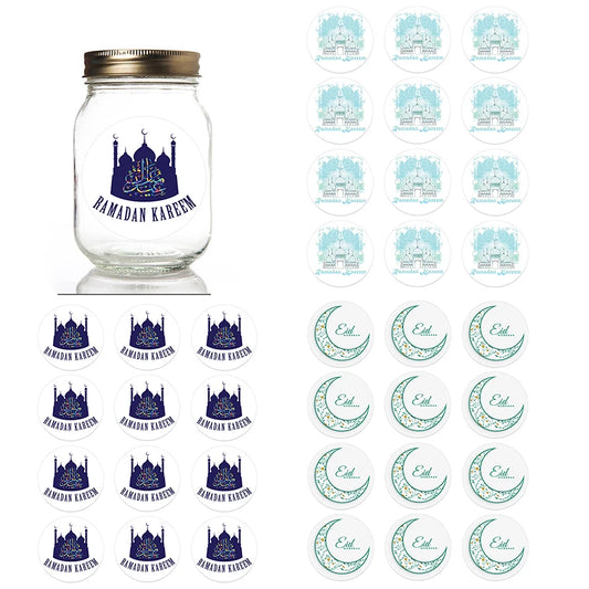 24/48pcs 4.5cm Eid Mubarak Favor Gift Bag Sealing Stickers Ramadan Mubarak Stickers Box Cake Sticker Lable Decoration