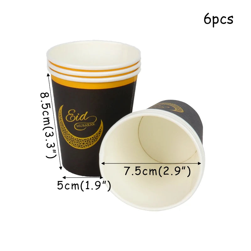 EID MUBARAK cup&plate Ramadan kareem With eid ramadan banner Home decoration Islam element balloon kit moon&star mosque