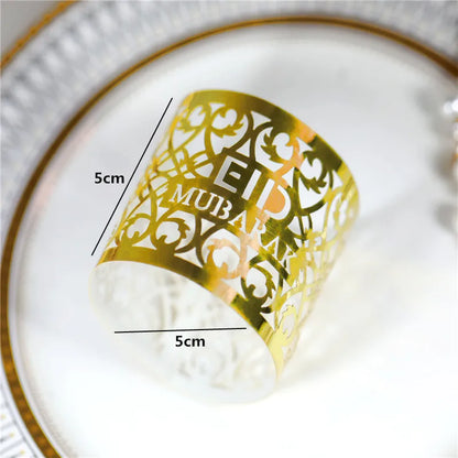 10/20/30pcs Eid Mubarak Paper Napkin Ring Ramadan Decorations for Home Napkin Holder EID Muslim Party Ramadan Kareem Table Decor