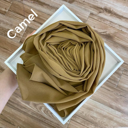 2021 Fashion Women Solid Chiffon Headscarf Ready To Wear Instant Hijab Scarf Muslim Shawl Islamic Hijabs Arab Wrap Head Scarves