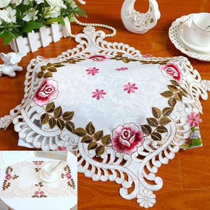 HOT rose flower embroidery table place mat cloth pad cup Christmas coaster placemat coffee tea doily New year wedding kitchen