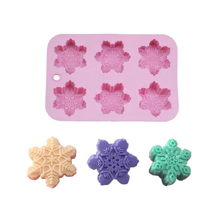 Christmas Snowflake Candle Silicone Mold Handmade Soap Aromatherapy Gypsum Resin Ice Mould Candle Making Kit Home Decor Gifts