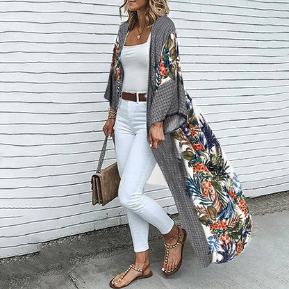 Bohemian Floral Printed Shirt Kimono ZANZEA Summer Beach Cardigan Women Open Front Long Sleeve Casual Blouse Vintage Long Tops
