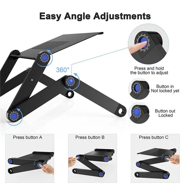 360 Adjustable Computer PC Desk Table Aluminum Portable Laptop Table Stand for Home Bed Office Laptop Holder With Mouse Pad