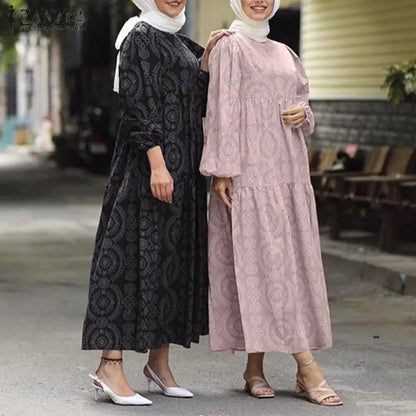 Islam Clothing ZANZEA Muslim Dresses Women Dubai Abaya Turkey Stylish Hijab Dress Maxi Sundress Eid Mubarak Kaftan Vestidos Robe