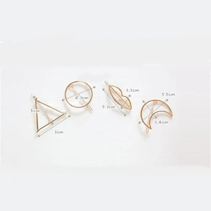 Fashion Alloy Hair Clips for Woman Girls Geometric Metal Hairband Moon Triangle Circle Hairgrip Barrettes Hair Accessories