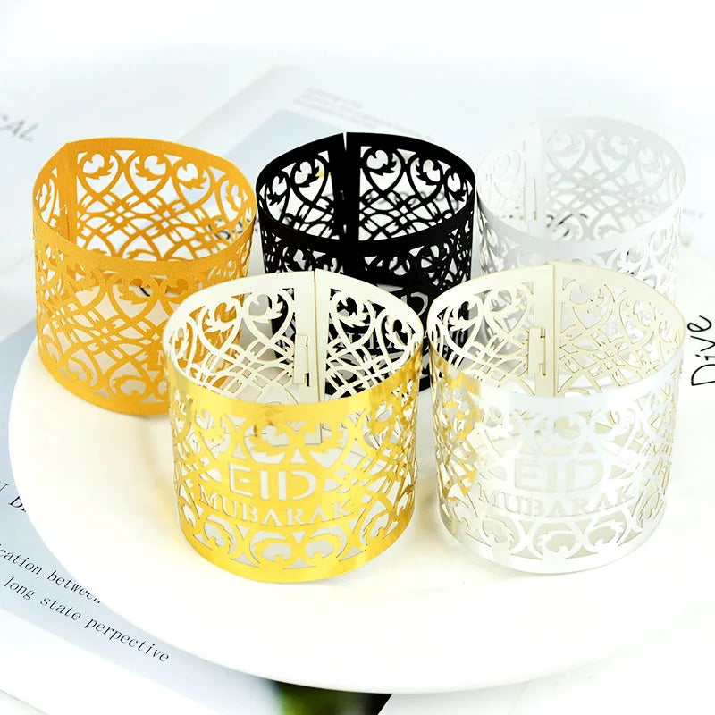 10/20/30pcs Eid Mubarak Paper Napkin Ring Ramadan Decorations for Home Napkin Holder EID Muslim Party Ramadan Kareem Table Decor